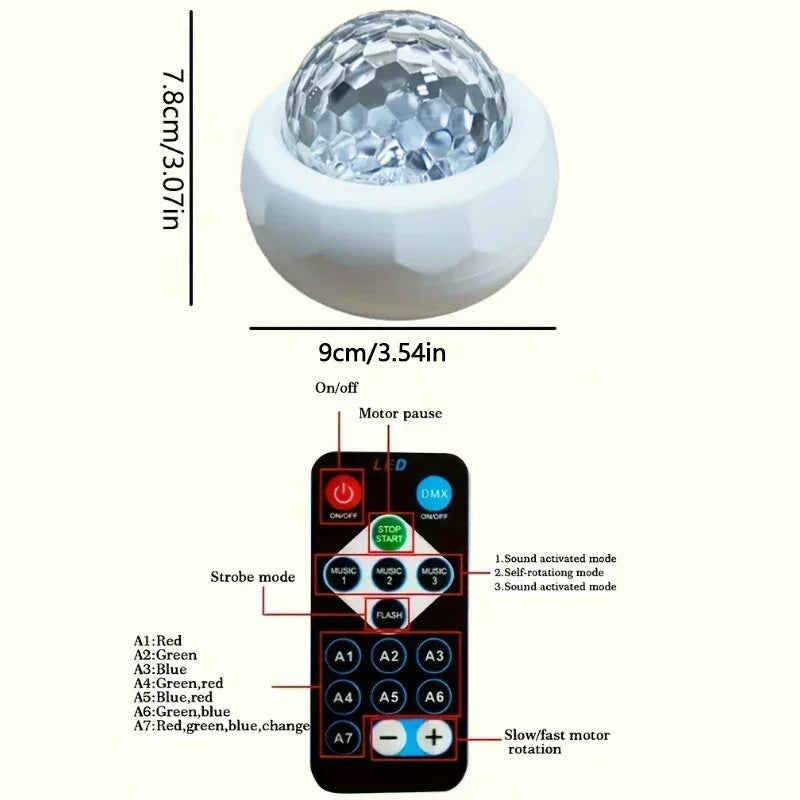 Norrsken LED stjärnhimmel projektorlampa med fjärrkontroll, SmartnessBuyShop, mått och funktioner visas.