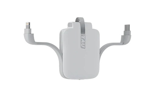 TAU powerbank, 1400mAh, C/Lightning/Micro USB, vit(ny)