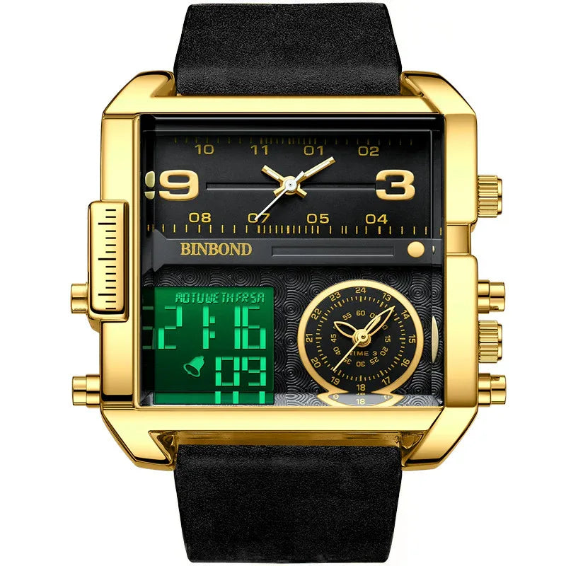 Men's Fashion Large Dial Multi-Functional Sports Quartz Watch