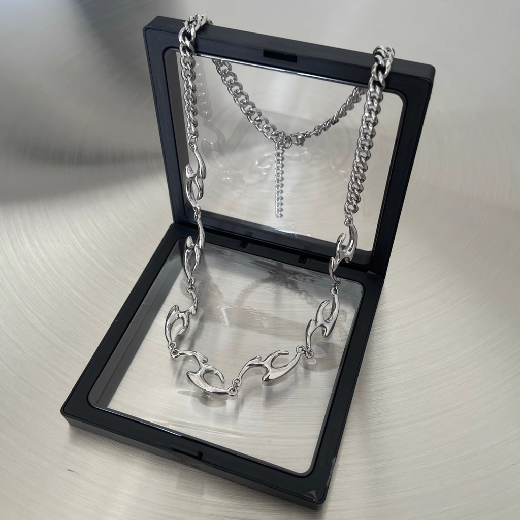 Silver Script Chain Necklace