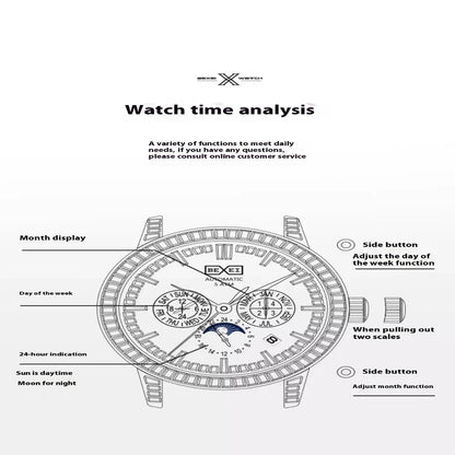 Men's Elegant Diamond Bezel Mechanical Watch