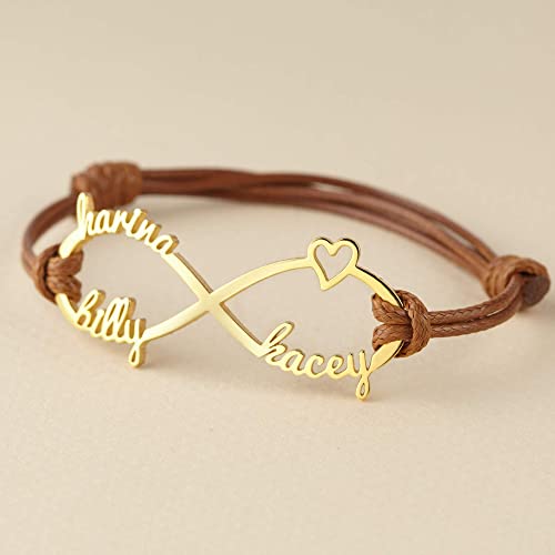 Mammaarmband med barnnamn, Infinity-armband med namn, Mammasmycken