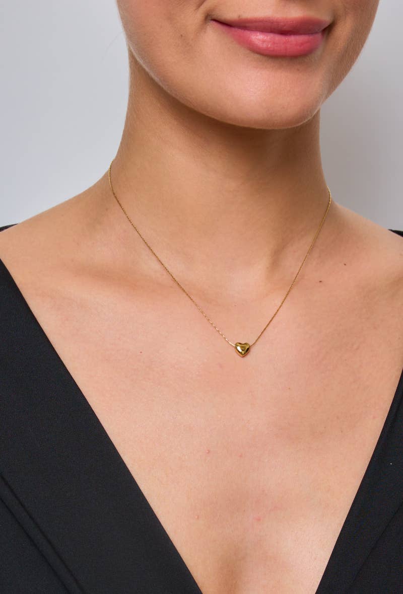 Hjärtsten Halsband i Guld eller Silver - Elegant 3D Hjärtberlock