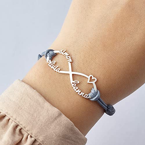 Mammaarmband med barnnamn, Infinity-armband med namn, Mammasmycken