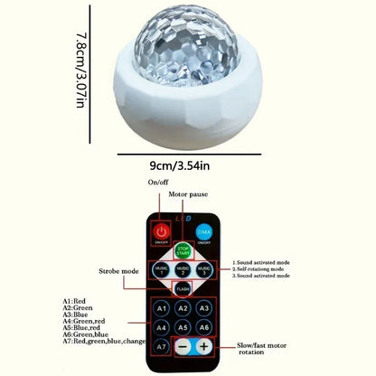 Norrsken LED stjärnhimmel projektorlampa med fjärrkontroll, SmartnessBuyShop, mått och funktioner visas.