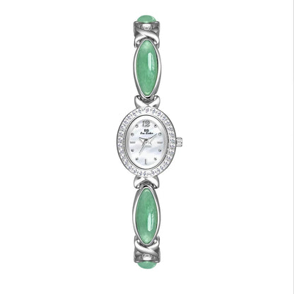 Women's Small Stylish Natural Dongling Stone Hetian Jade Watch