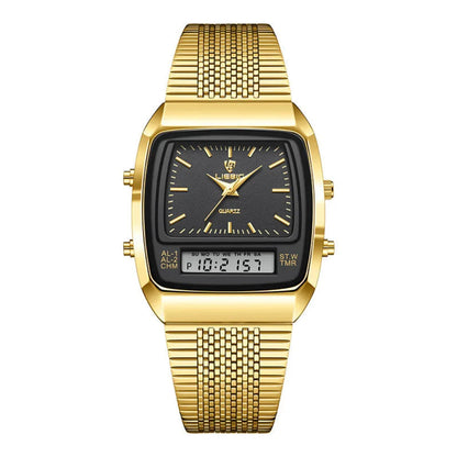 Business Casual Waterproof Double Display Electronic Quartz Watch