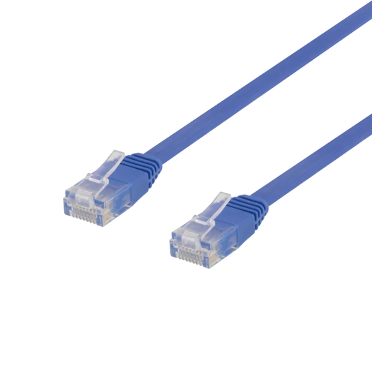 U/UTP Cat6 patchkabel, flat, 1m, blå