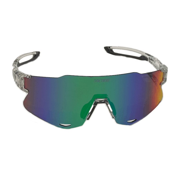 Tri Vision Glasögon gröna och lila, lätta solglasögon med UV400 skydd och flexibel TR90 ram för triathlon