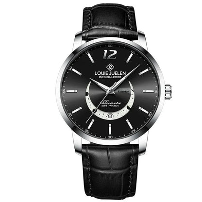 Luminous Waterproof Wrist Watch Men's Fashion Genuine Leather Strap Quartz Watch
