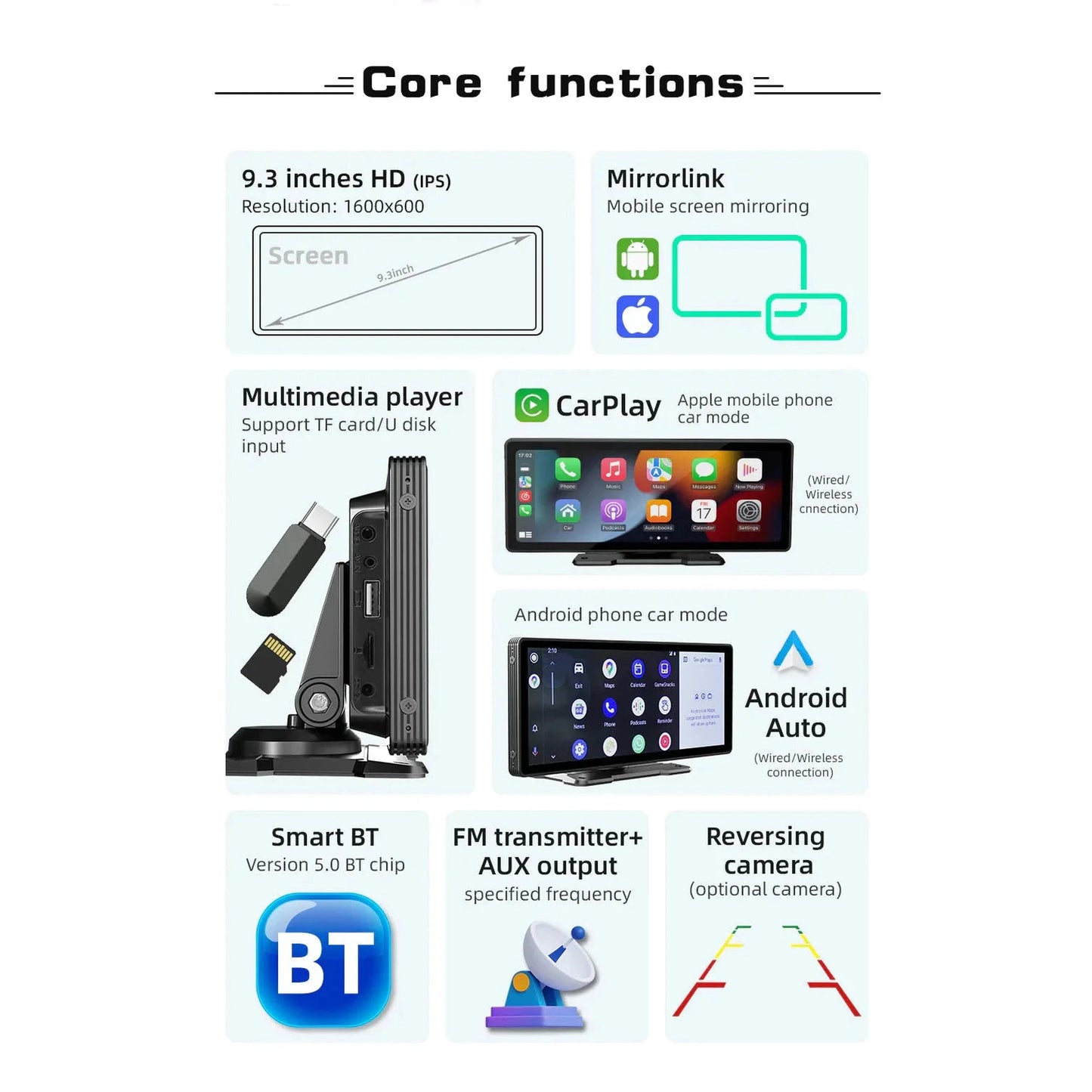 CarScreen 10.26" – Trådlös CarPlay/Android Auto + Gratis Backkamera