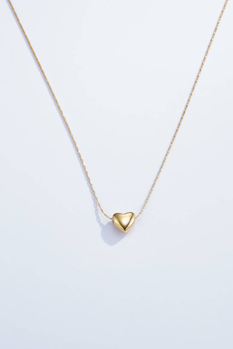 Hjärtsten Halsband i Guld eller Silver - Elegant 3D Hjärtberlock
