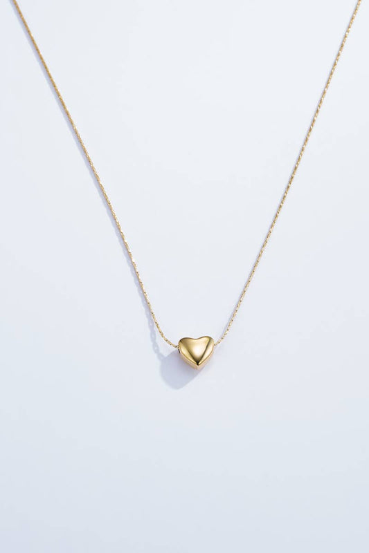 Hjärtsten Halsband i Guld eller Silver - Elegant 3D Hjärtberlock