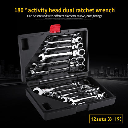 Pro Spanner Wrench Ratchet Polerad Set Kit Metrisk 8-19mm Bilverktyg