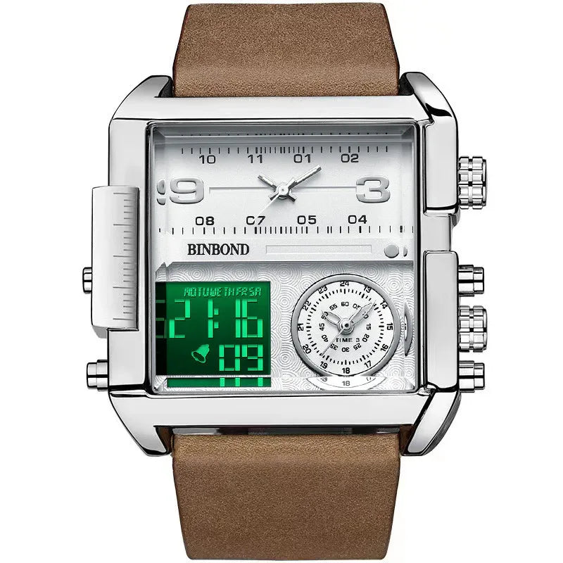 Men's Fashion Large Dial Multi-Functional Sports Quartz Watch