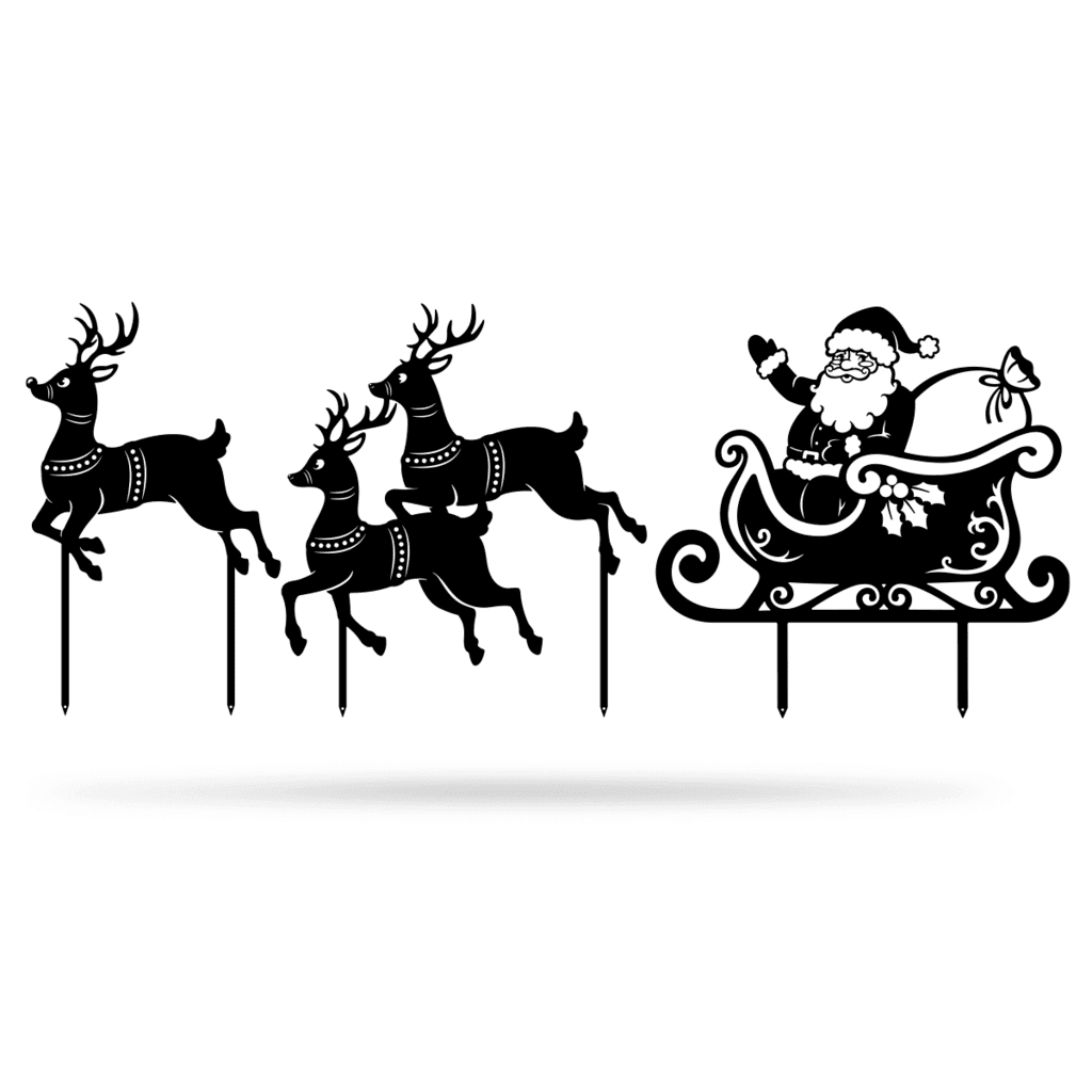 Jultomten med renar - Trädgårdsdekoration