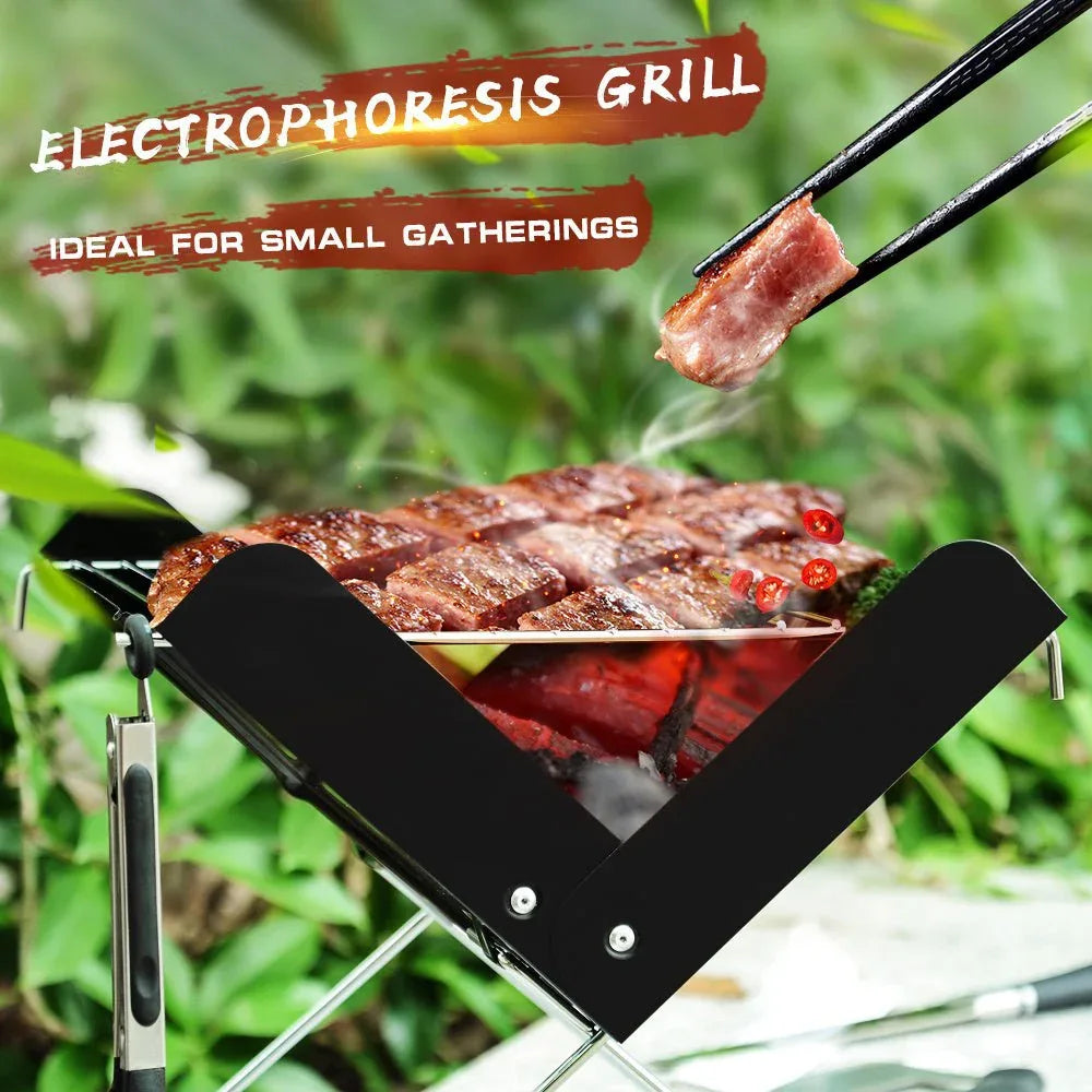 Bärbar hopfällbar rostfritt stål utomhuscampinggrill
